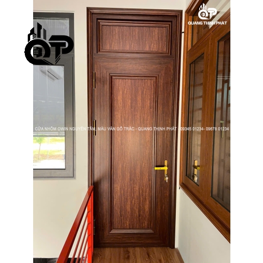 Cửa Owin vân gỗ trắc 1 cánh