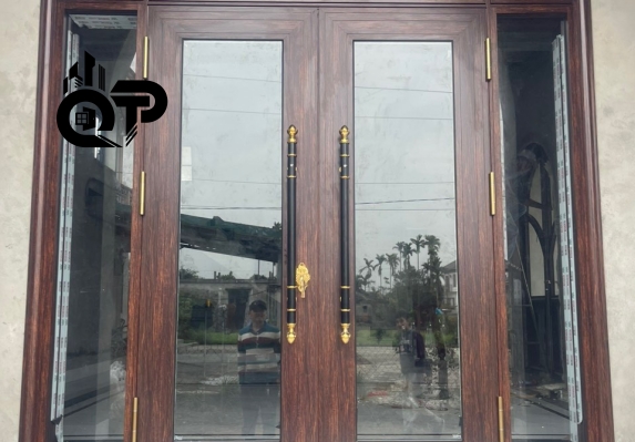 Cửa Owin vân gỗ trắc bản cánh 160